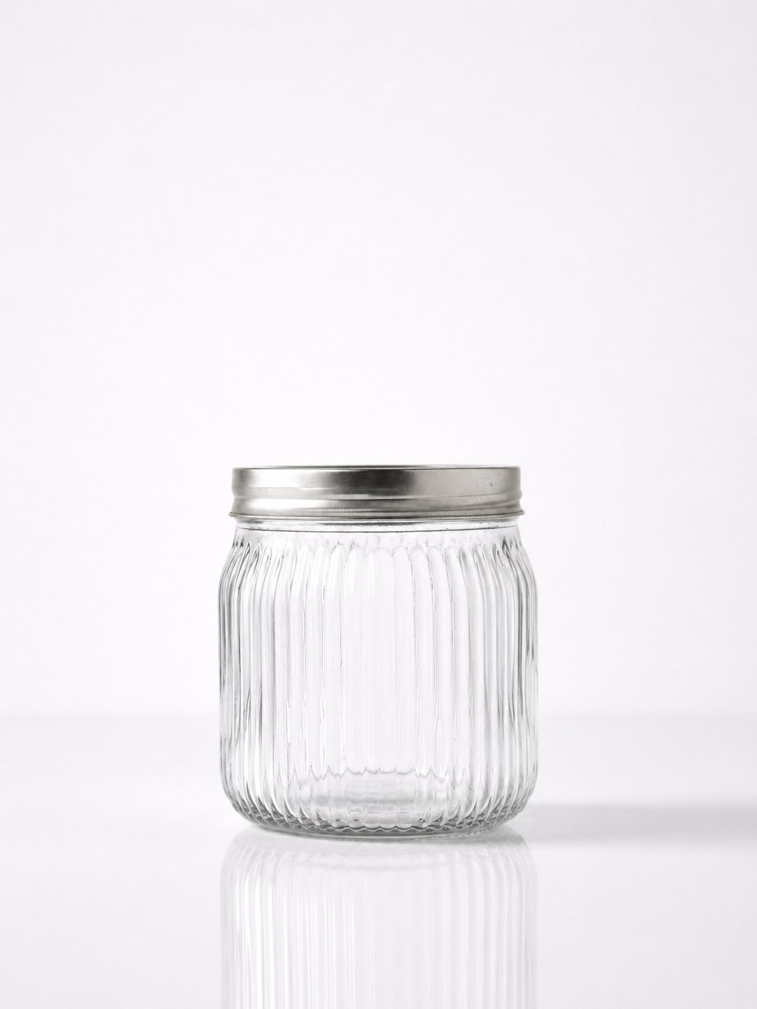 Ribbed Barrel Jar with Silver Lid